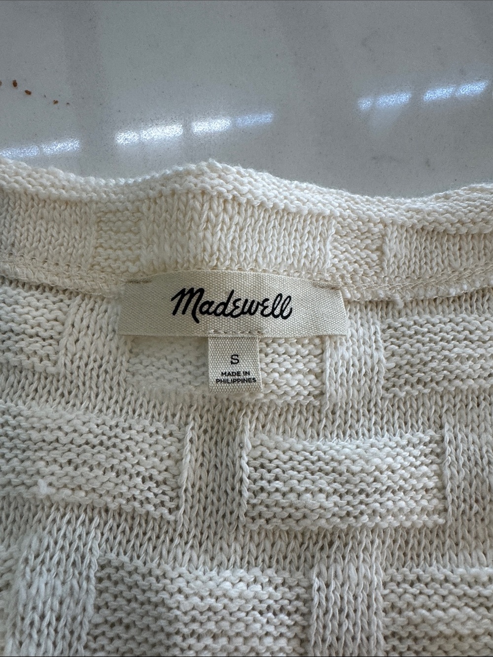 Madewell Cream Textured V‑Neck Button Cardigan - Picture 4 of 6
